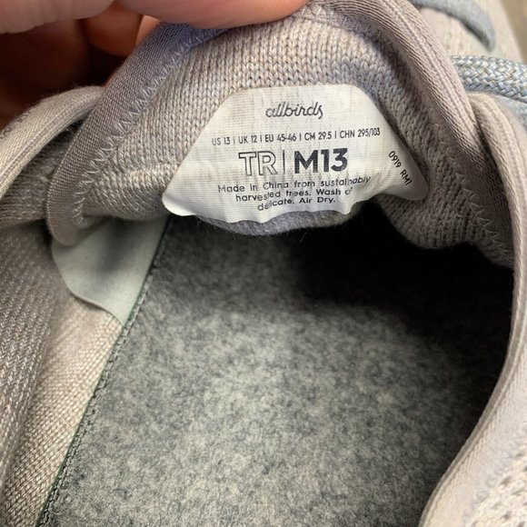 ~!Used W/O Box! Mens Allbirds Tree Runner Grey Low Mesh Trainer Sneaker Size 13 - Picture 6 of 6